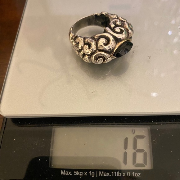DIAN MALOUF Ring - Sterling Silver - 14K - Onyx - Size 7 - Picture 12 of 12